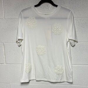 Laurie Felt Off White Lace Accent Short Sleeve Tee